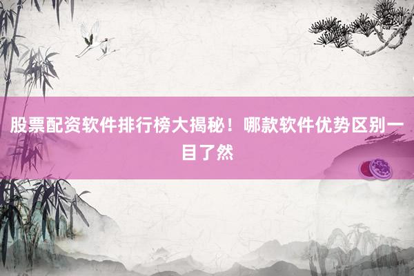 股票配资软件排行榜大揭秘！哪款软件优势区别一目了然
