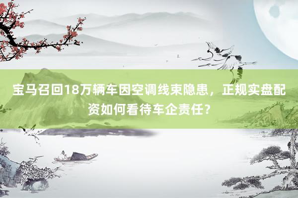 宝马召回18万辆车因空调线束隐患，正规实盘配资如何看待车企责任？