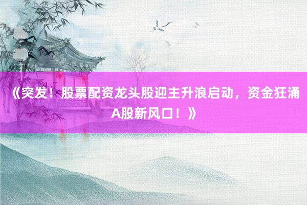 《突发!股票配资龙头股迎主升浪启动,资金狂涌A股新风口!》