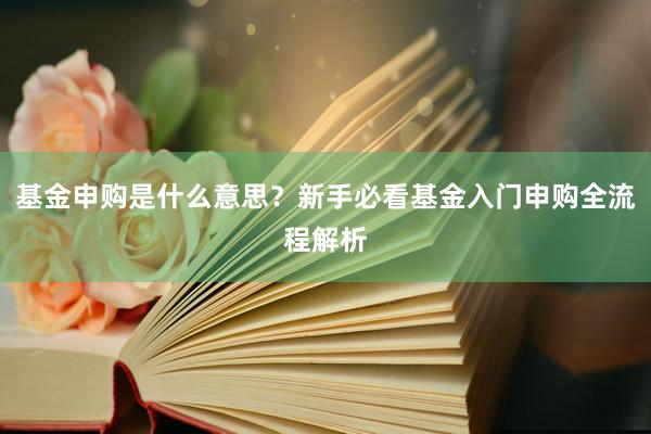 基金申购是什么意思？新手必看基金入门申购全流程解析