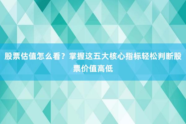 股票估值怎么看？掌握这五大核心指标轻松判断股票价值高低