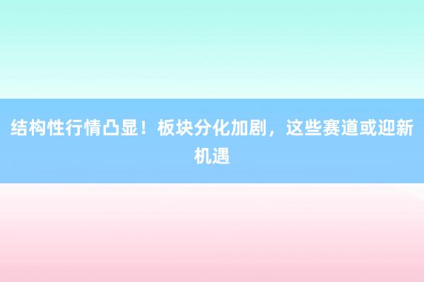 结构性行情凸显！板块分化加剧，这些赛道或迎新机遇