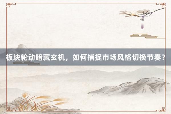 板块轮动暗藏玄机，如何捕捉市场风格切换节奏？