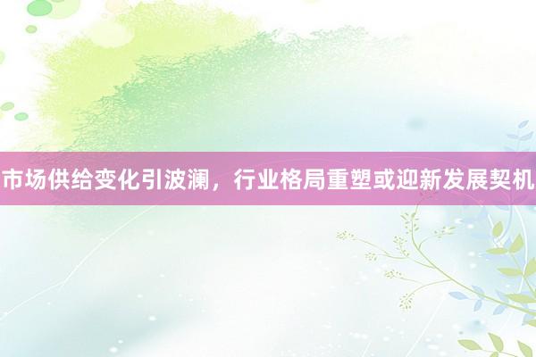 市场供给变化引波澜，行业格局重塑或迎新发展契机