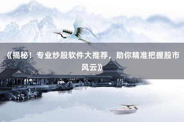 《揭秘！专业炒股软件大推荐，助你精准把握股市风云》