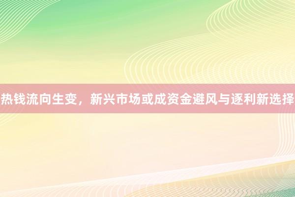 热钱流向生变,新兴市场或成资金避风与逐利新选择