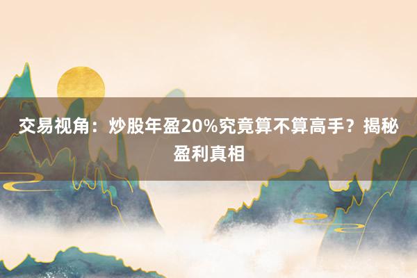 交易视角：炒股年盈20%究竟算不算高手？揭秘盈利真相